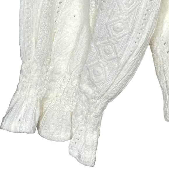 Frye Textured Long Sleeved Peasant Top - Salt Breeze (Cream) - XL - Picture 8 of 12